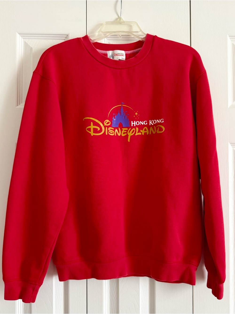 Disney Hong Kong Disneyland Red Crewneck Souvenir Sweatshirt